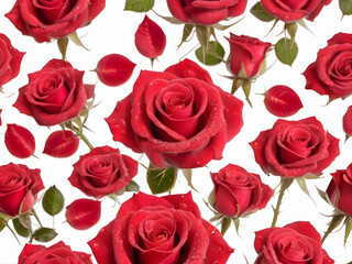 Naklejka premium Red Roses Bouquet on White Background