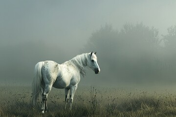 a white horse standing in a field