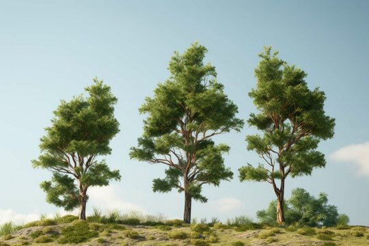 three trees at different heights