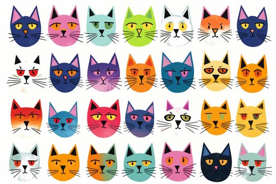 cartoon cat heads design by julia peeke