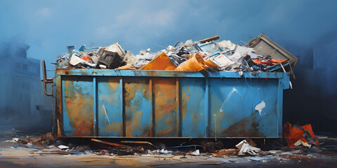 Large pile of rubbish garbage on the construction site - obrazy, fototapety, plakaty