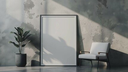 Mock up frame, modern style, home room interior, close-up, 3d render