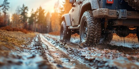 An off-road is when you drive quickly on a dirty road. Generative Ai - obrazy, fototapety, plakaty