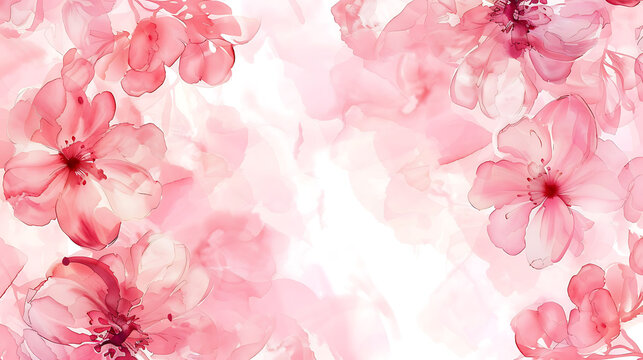 A beautiful watercolor painting of pink cherry blossoms.