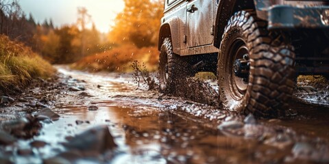 An off-road is when you drive quickly on a dirty road. Generative Ai - obrazy, fototapety, plakaty