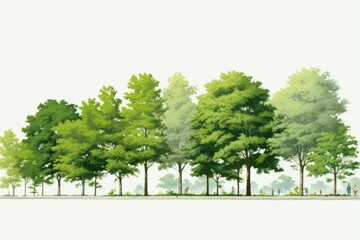 a group of some tree types in different rows