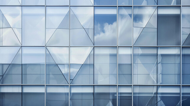 Photo of modern glass office building. A large number of windows fill the entire image space