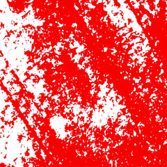 Red paint smeared isolated on white background, top view