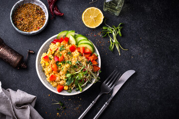 Bulgur with chickpeas and vegetables