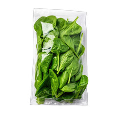 a Fresh green Spinach in a plastic package box png