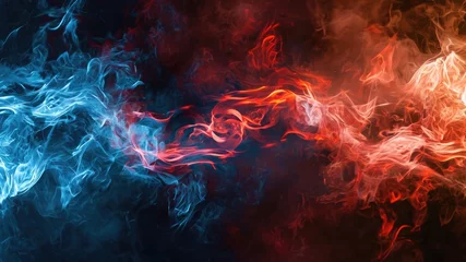 Wandcirkels plexiglas 青と赤の炎_1 © mamemo