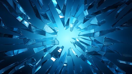 Shattered glass with blue theme illustration.