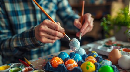 Enchanting easter traditions: painting eggs on a joyful spring morning
