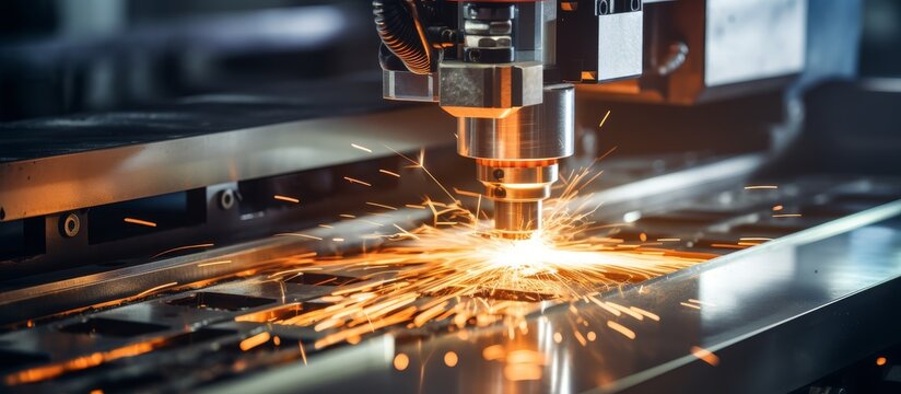 Metalworking CNC milling machine. Cutting metal modern processing technology