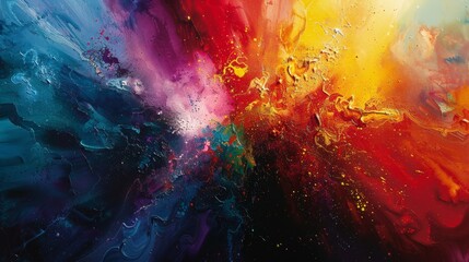 In an abstract fluid art piece, swirling colors create an illusion of a surreal sunrise emerging...