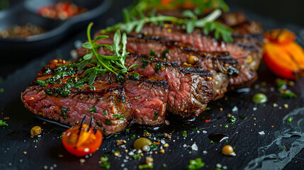 grilled steak with vegetables