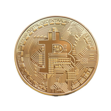 Generic cryptocurrency coin isolated on transparent background.