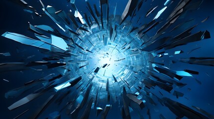 Shattered glass with blue theme illustration.