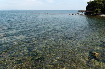 seascape with the footbridge at the seasdie