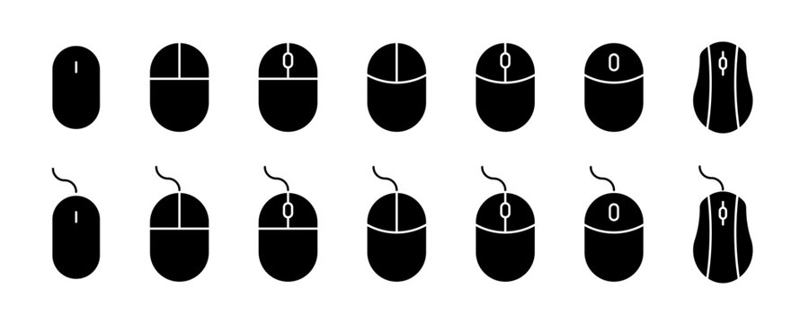 Computer mouse icons set. PC cursor vector icons. Computer mouse vector icon collection