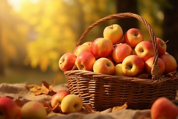 Basket of freshly picked apples