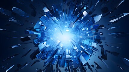 Shattered glass with blue theme illustration.