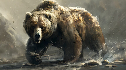Majestic Grizzly Bear,Embodiment of Medo-Persian Empire's Might from the Book of Daniel - obrazy, fototapety, plakaty