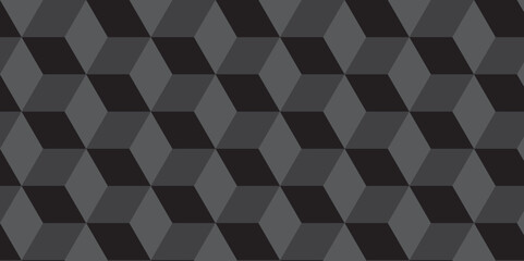 Obraz premium Black and gray background from cubes and lines. Geometric seamless pattern cube. Cubes mosaic shape vector design.