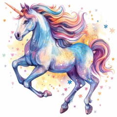 Obraz na płótnie Canvas A colorful unicorn with a rainbow mane
