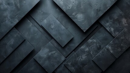 Abstract arrangement of black slanted tiles with a matte finish, giving off a modern, geometric vibe suitable for contemporary architectural designs