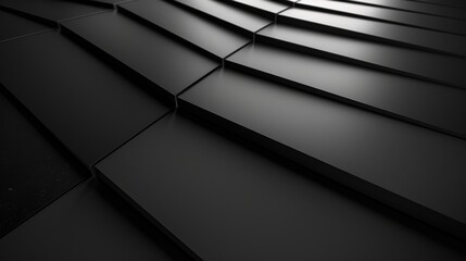 Modern raised black matte tile design. Sleek dimensional tiles playing with light and shadow. Architectural wall pattern with matte black sophistication. - obrazy, fototapety, plakaty