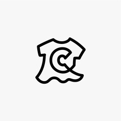 c letter kid tee tshirt apparel clothing monogram logo vector icon illustration