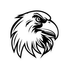 vector illustration of the silhouette of an eagle's head, isolated, black and white, to complement the design element