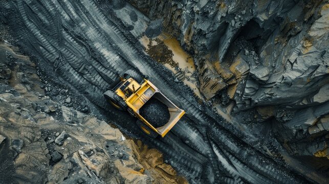  Open pit mine industry, big yellow mining truck for coal anthracite 