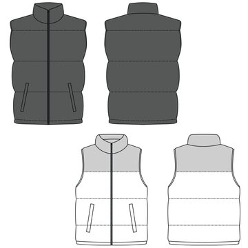 Down vest sweater jacket design pattern. Down jakcet outdoor illustration