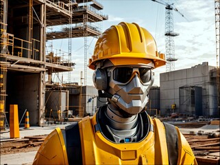 A robot on a construction site. Modern technologies.