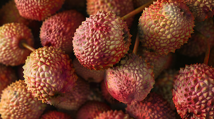 A collection of tropical lychees with rough skin