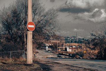 destroyed and burned houses in the city Russia Ukraine war