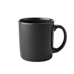 Black ceramic mug isolated on transparent background