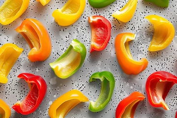Foto op Plexiglas pattern of sliced ​​colorful peppers © Russell Zanaggy