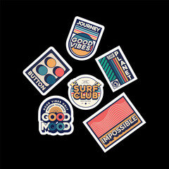 Naklejka premium set sticker pack collection decorated with cartoon image and aesthetic quotes graphic design 