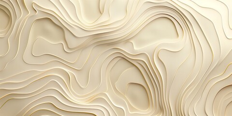 Creamy Abstract Waves with Golden Highlights Background - obrazy, fototapety, plakaty