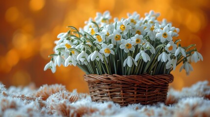 Flower Snowdrops in a basket