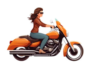 Foto op Plexiglas woman riding Motor bike isolated on transparent background illustration. generative ai © Jahir Sadman