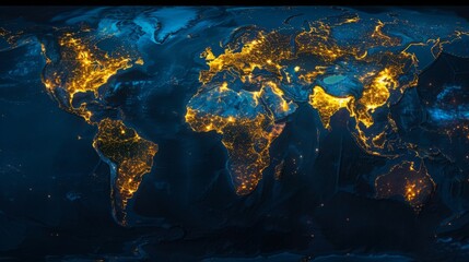 World Map Showing Nighttime Activity