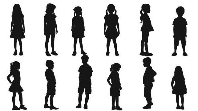 silhouettes of children isolated