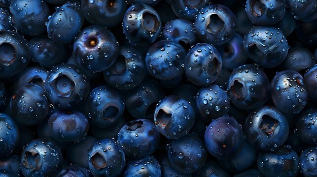 Fresh, Organic Blueberries in Close-up. Juicy and Ripe Berries. Perfect for Healthy Lifestyle Content. Natural Textures. Stock Image. AI