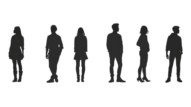 group of people silhouette isolated