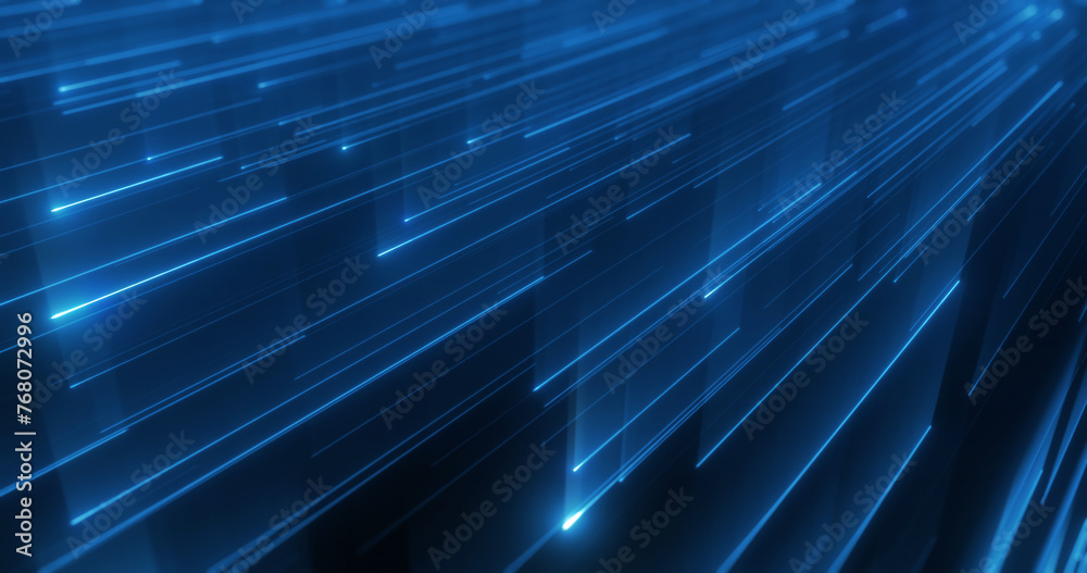 Poster futuristic tech lines form an intricate abstract pattern on a dark background. glowing nodes and dyn