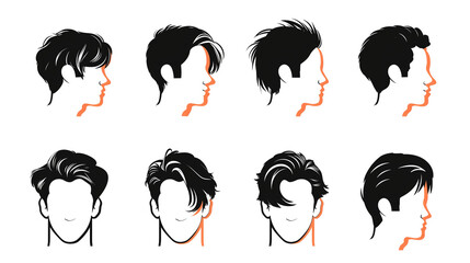 set of black and white haircuts - Powered by Adobe